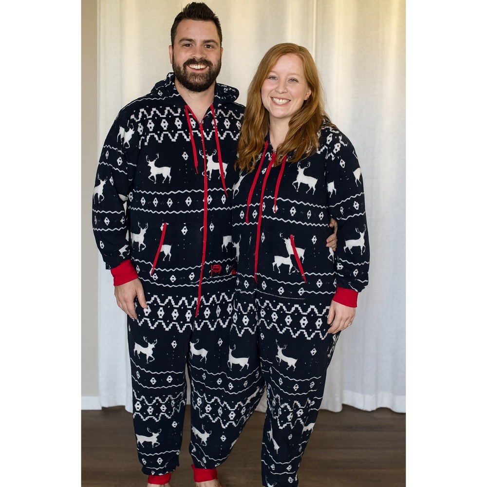 Tipsy Elves Reindeer Jumpsuit One Piece Twosie Fleece Adult Size Holiday Pajama